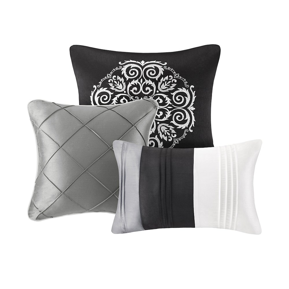 Start2Finish 7-piece comforter set with matching pillow shams and decorative pillows on a neatly made bed.