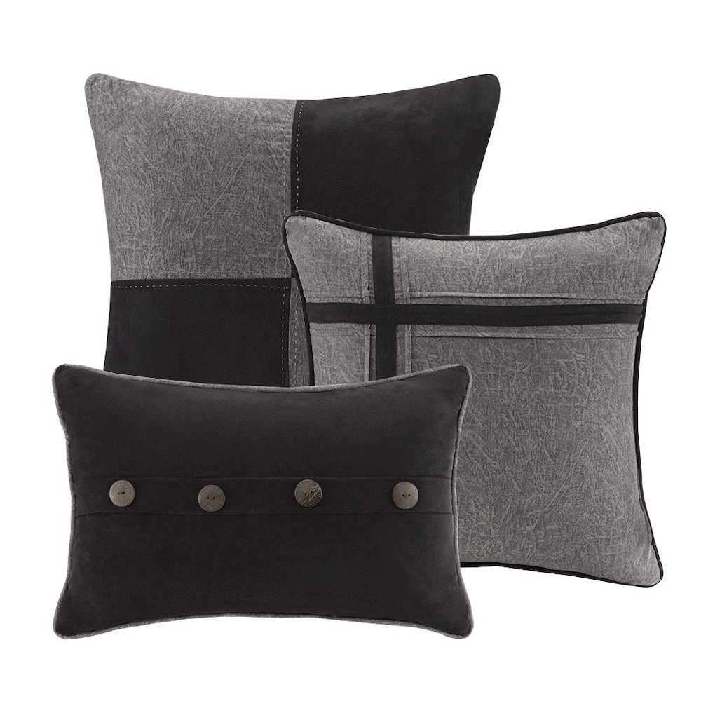 Start2Finish 7-piece faux suede bedding comforter set with matching pillow shams and decorative accents.