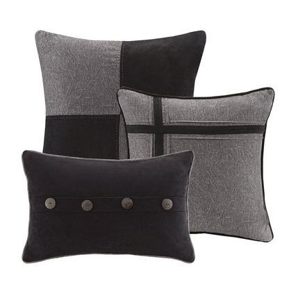 Start2Finish 7-piece faux suede bedding comforter set with matching pillow shams and decorative accents.