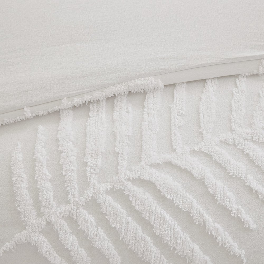 Start2Finish 3-piece tufted cotton chenille palm comforter bedding set with matching pillow shams, showcasing textured design and soft fabric.