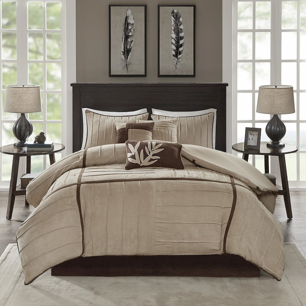 Start2Finish 7-piece comforter set with coordinated pillow shams and decorative pillows, featuring a stylish, cozy bedding design.