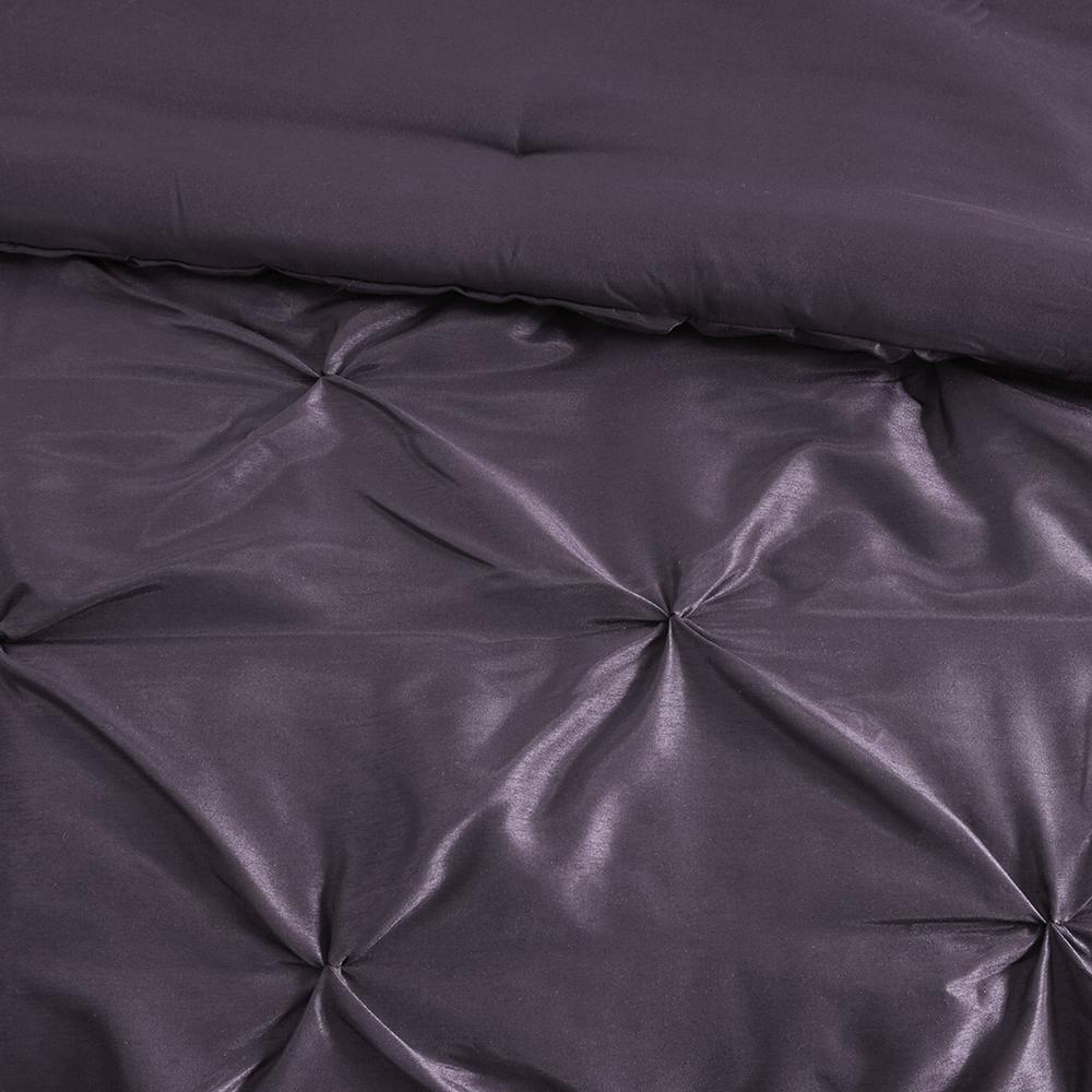 Start2Finish Laurel 7-piece tufted comforter set in plum, showing the plush, tufted bedding with matching pillow shams.