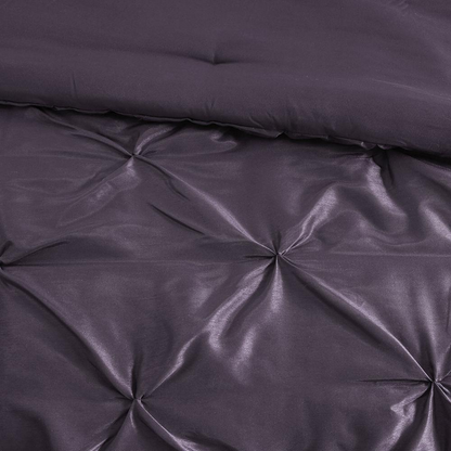 Start2Finish Laurel 7-piece tufted comforter set in plum, showing the plush, tufted bedding with matching pillow shams.