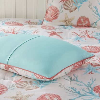 Start2Finish 7-piece cotton sateen comforter bedding set with matching pillow shams and bed skirt, in elegant satin finish.