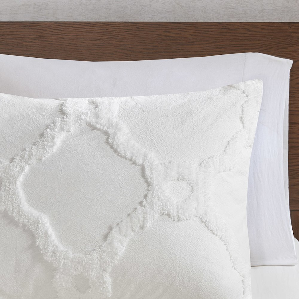 Start2Finish 3-piece tufted cotton chenille geometric bedding comforter set with plush texture and modern design.