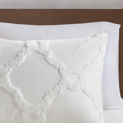 Start2Finish 3-piece tufted cotton chenille geometric bedding comforter set with plush texture and modern design.