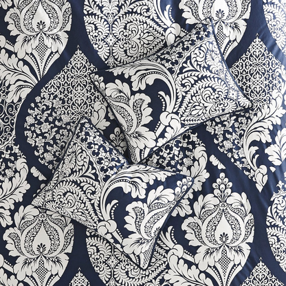 Start2Finish 7-piece cotton printed comforter set with floral design, includes comforter, pillow shams, and decorative pillows.