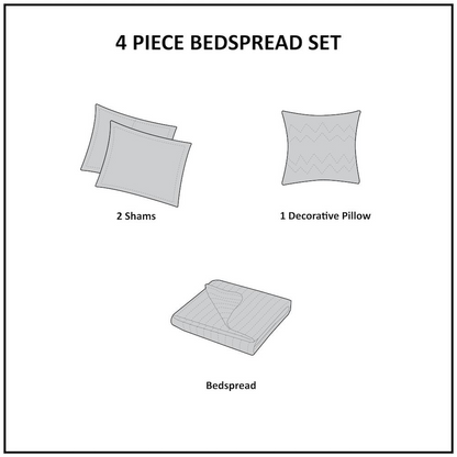 Reversible 4-piece cotton bedspread set by Start2Finish with tailored edges in a stylish bedding design.