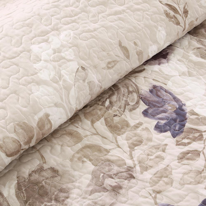 Start2Finish 6-piece printed quilt set with matching throw pillows, featuring a colorful floral design on soft fabric.