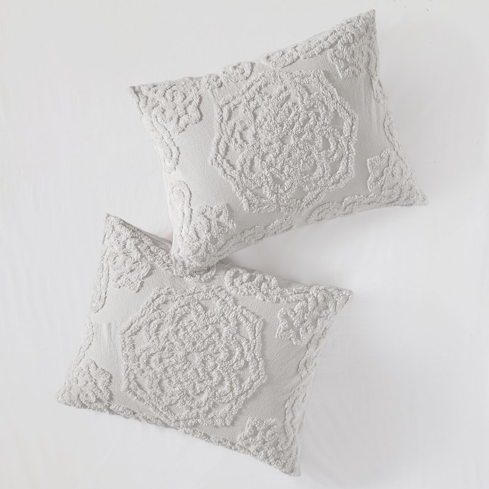 Start2Finish 3-piece tufted cotton chenille medallion duvet cover bedding set with decorative pattern and soft texture.