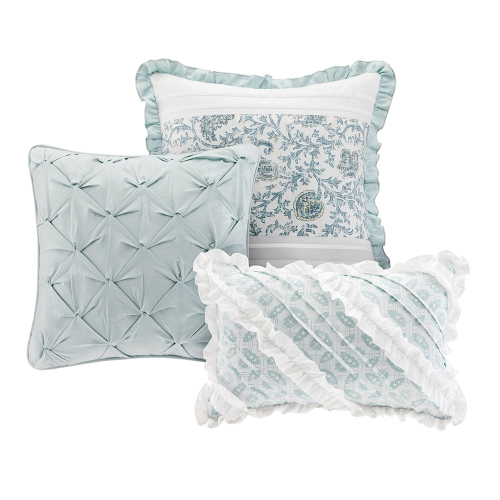 Start2Finish 9-piece cotton percale duvet cover bedding set with matching pillowcases in a crisp, white design.