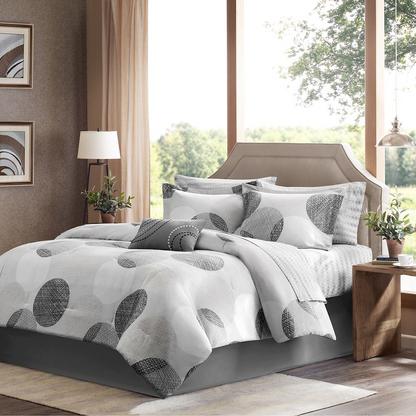 Start2Finish 9-piece comforter bedding set with cotton bed sheets, featuring a cozy, patterned design for a stylish bedroom.