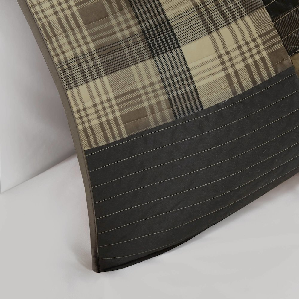 Start2Finish Winter Hills oversized cotton quilt set in tan, showing the cozy, plush quilt draped over a bed with matching pillow shams.