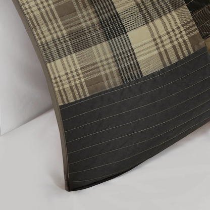 Start2Finish Winter Hills oversized cotton quilt set in tan, showing the cozy, plush quilt draped over a bed with matching pillow shams.