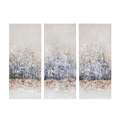 Hand embellished 3-piece canvas wall art set by Start2Finish, featuring vibrant, textured designs on large decorative canvases.