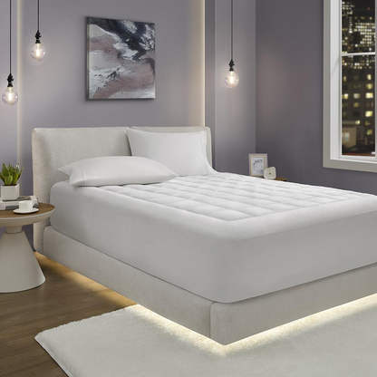 Overfilled hypoallergenic waterproof mattress pad by Start2Finish with plush down alternative filling, designed for comfort and protection.