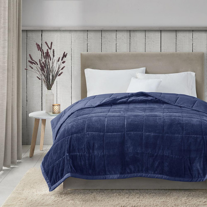 Reversible HeiQ Smart Temperature down alternative blanket in bedding, features soft fabric and dual-sided design for adjustable warmth.