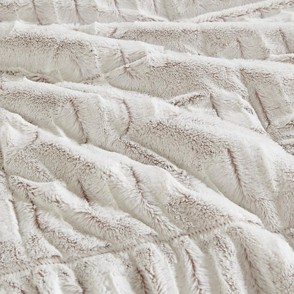 Start2Finish back print long fur comforter mini set with plush fur texture and cozy design, perfect for a stylish bedroom decor.