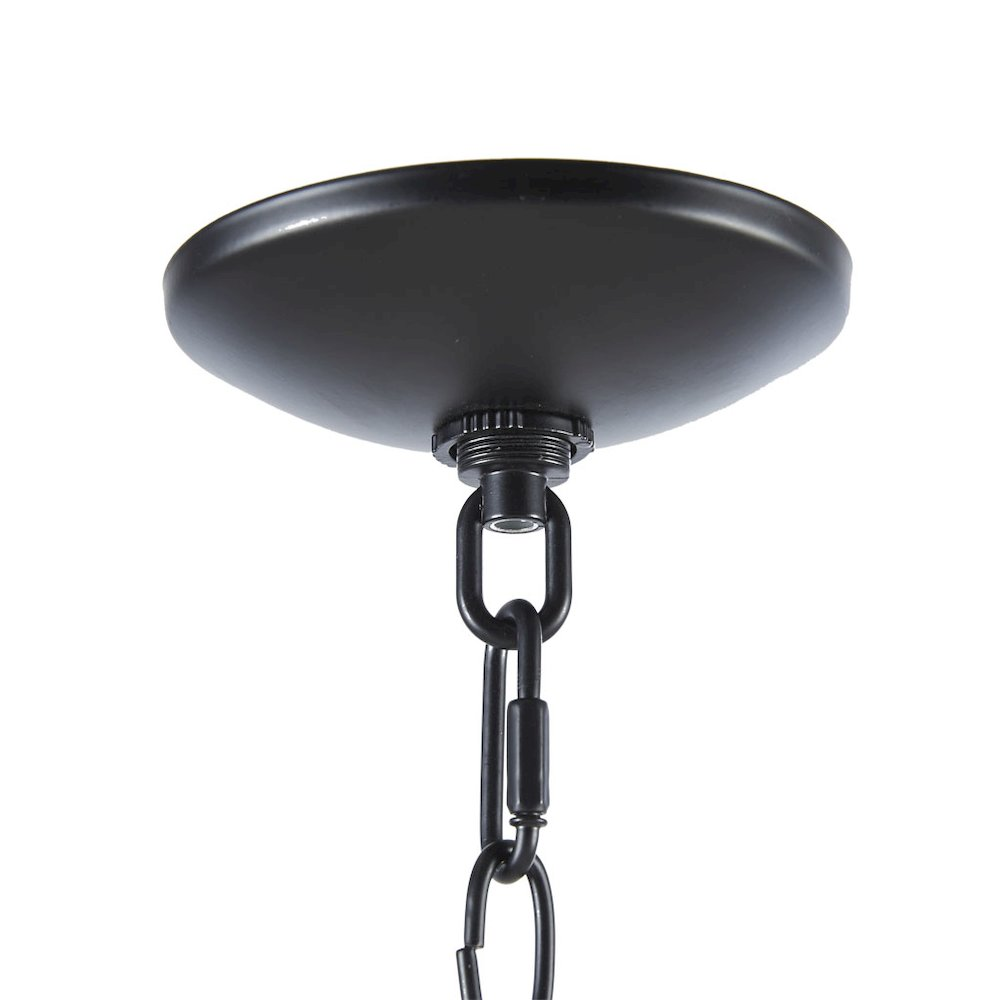 Start2Finish 6-light farmhouse metal chandelier featuring rustic black finish and vintage-style Edison bulbs.