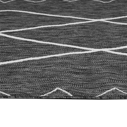 Start2Finish Moroccan indoor/outdoor rug with intricate geometric patterns in earthy tones, suitable for indoor and outdoor spaces.