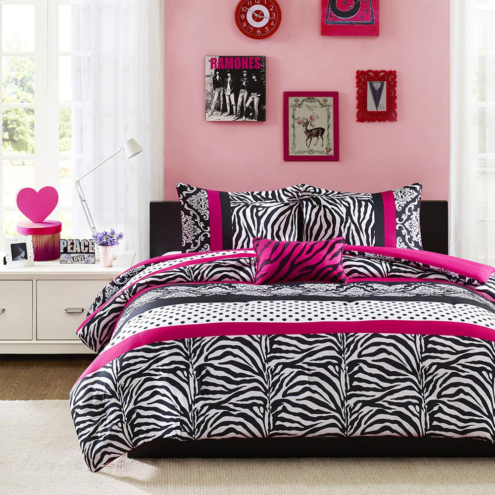 Start2Finish Reagan Pink Comforter Set with matching pillow shams, soft bedding ensemble for a cozy bedroom decor