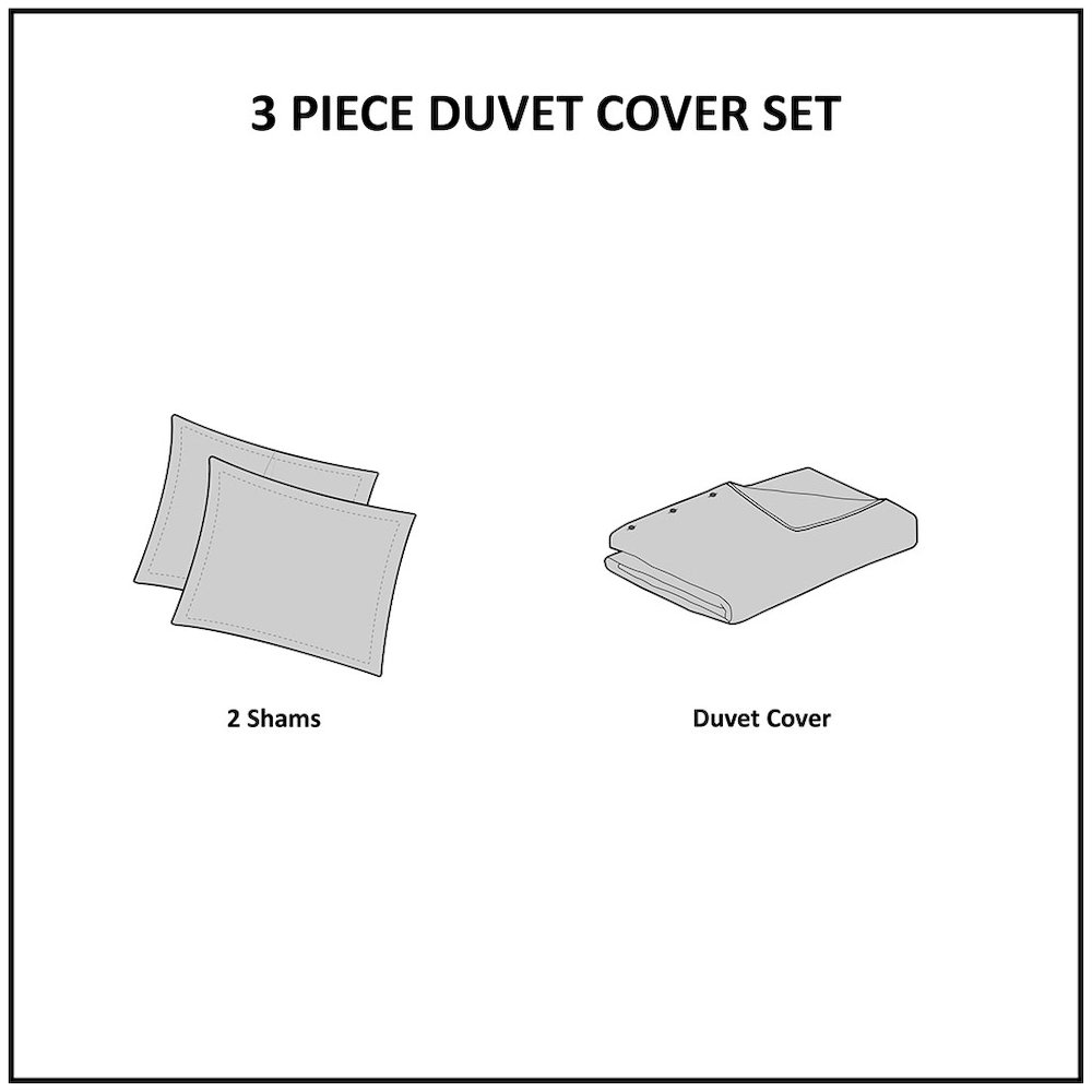 Start2Finish 3-piece cotton jacquard duvet cover set with intricate woven pattern in neutral tones, includes duvet cover and pillow shams.