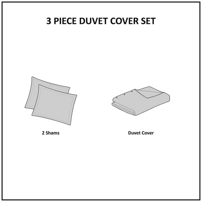 Start2Finish 3-piece cotton jacquard duvet cover set with intricate woven pattern in neutral tones, includes duvet cover and pillow shams.