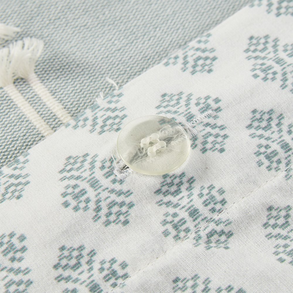 Start2Finish 3-piece cotton jacquard duvet cover set with intricate woven patterns in neutral tones on a bed.