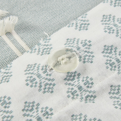 Start2Finish 3-piece cotton jacquard duvet cover set with intricate woven patterns in neutral tones on a bed.