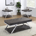 Set of three Roma occasional tables by Start2Finish, featuring round tabletops and sleek wooden legs in a modern design.