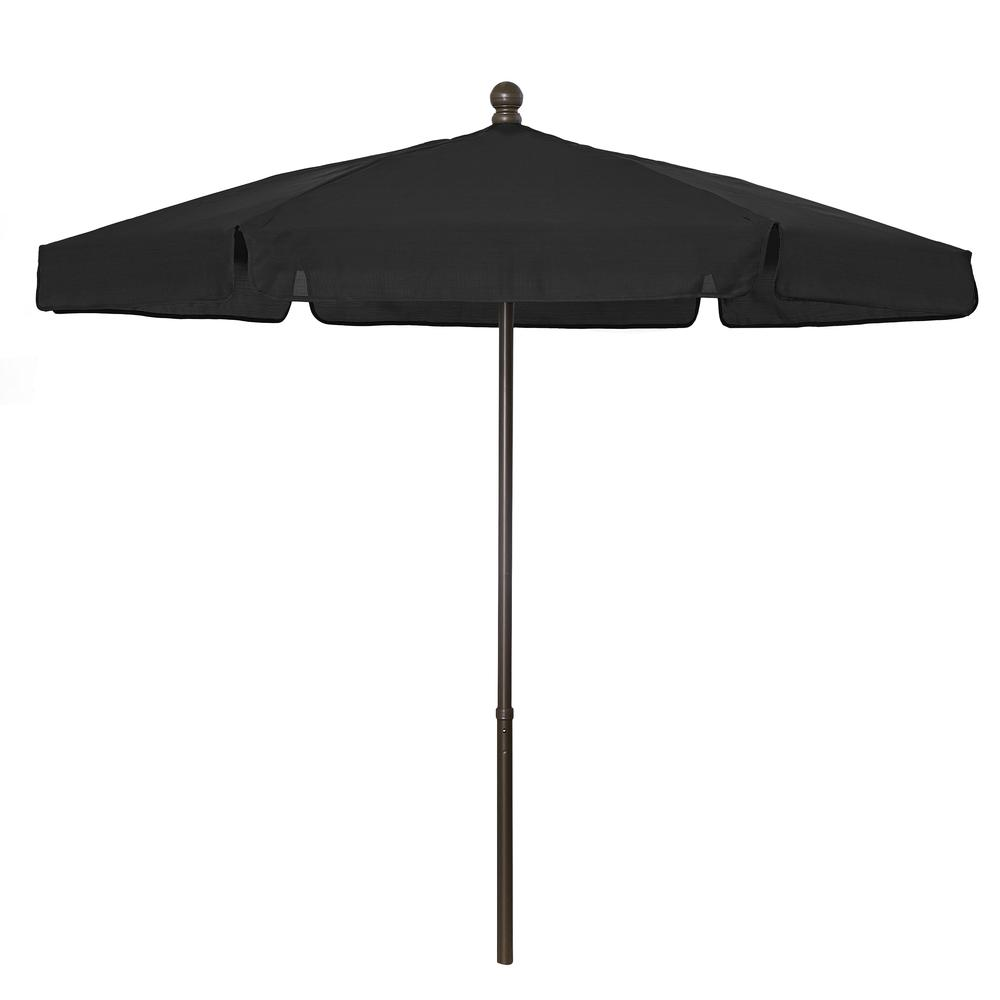 Start2Finish 7.5-foot black vinyl-coated hex garden umbrella with 6 ribs, push-up and pin lift mechanism, woven canopy.