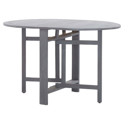 Grey solid acacia wood dining table by Start2Finish, medium size, foldable design, perfect for versatile dining spaces.