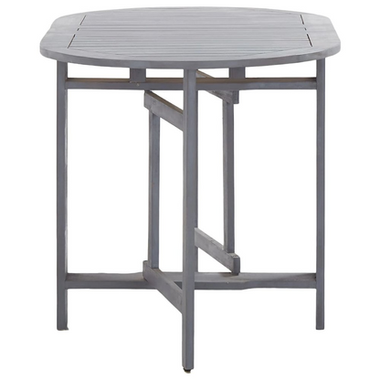 Medium foldable grey dining table made of solid acacia wood, ideal for versatile home dining spaces.