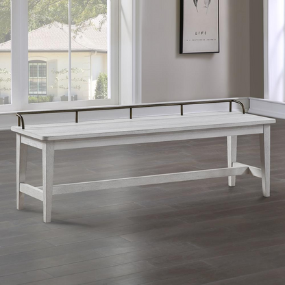 Start2Finish Pendleton dining bench with wooden legs and upholstered seat, ideal for kitchen or dining room seating.