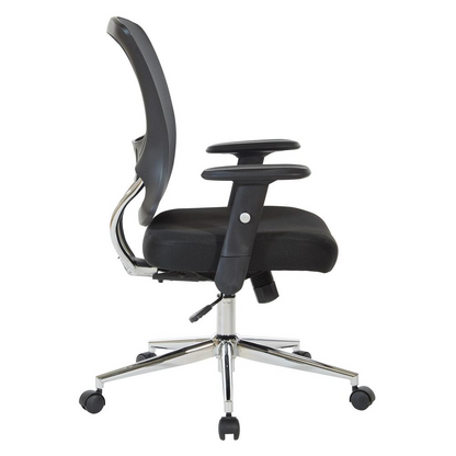 Start2Finish mesh back and seat locking tilt task chair with chrome base, adjustable height and ergonomic design.