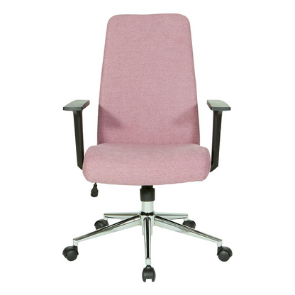 Evanston office chair in orchid fabric with chrome base, ergonomic furniture from Start2Finish, modern design for workspace comfort