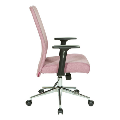 Evanston Office Chair in orchid fabric with chrome base by Start2Finish, featuring a cushioned seat and ergonomic design.