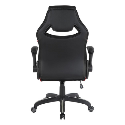 Red faux leather Xeno Gaming Chair by Start2Finish with ergonomic design and adjustable armrests.