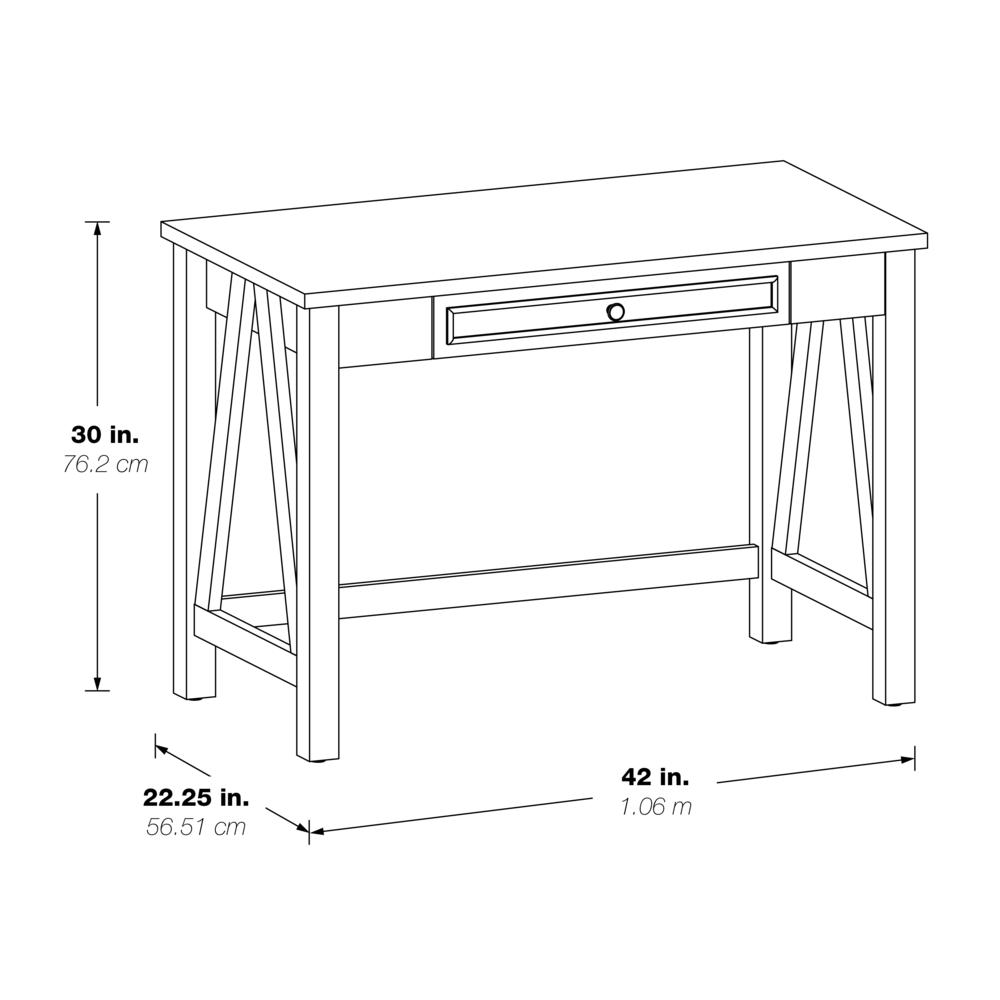 Start2Finish Quinton writing desk with drawer in salvage oak wood, showcasing the sleek tabletop and functional storage space.