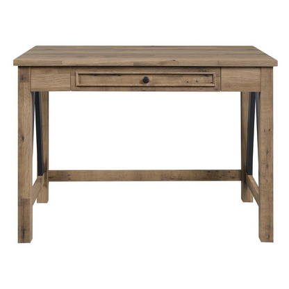 Start2Finish Quinton writing desk with drawer in Salvage Oak, featuring a sleek wood finish and minimalist design.