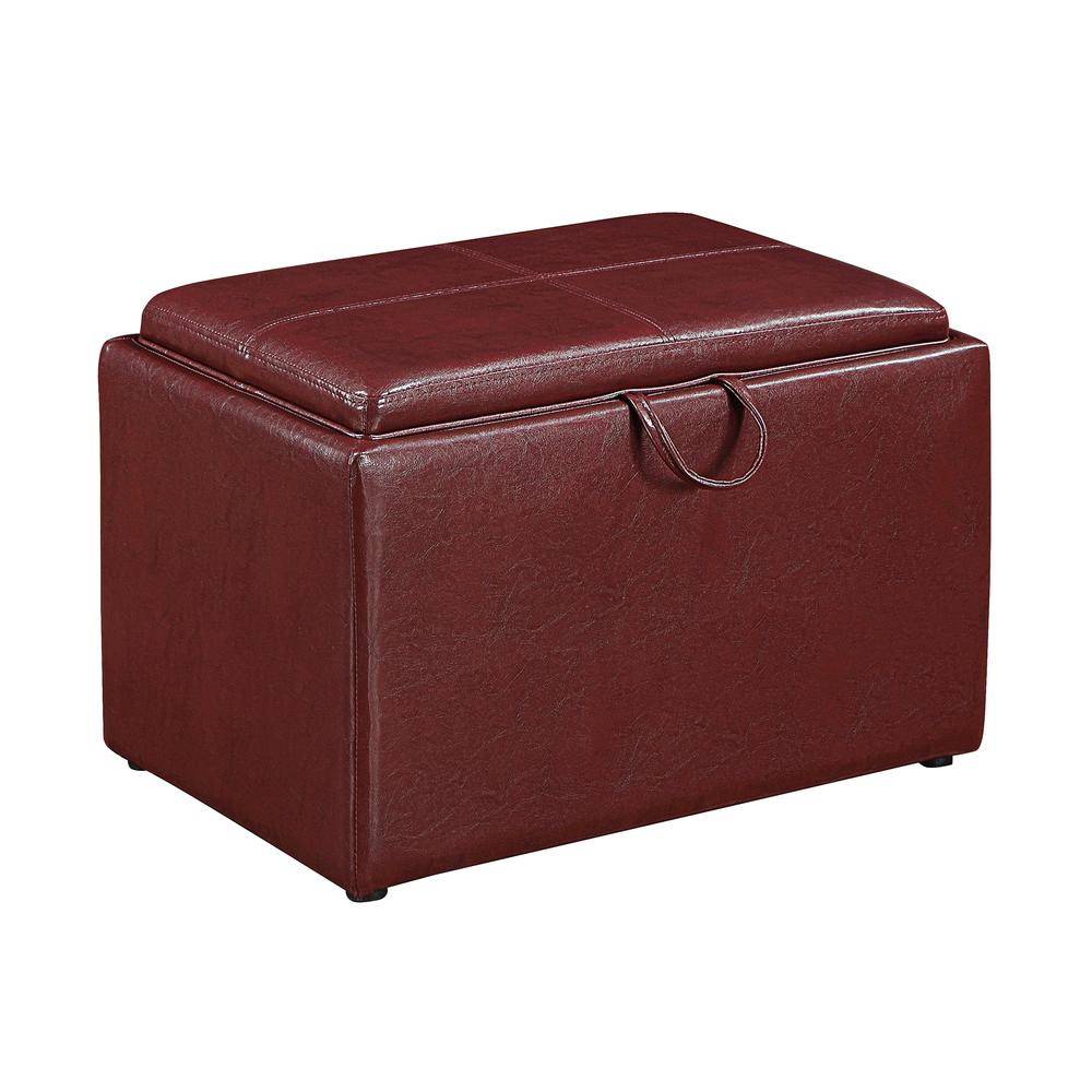 Start2Finish Designs4Comfort accent storage ottoman with reversible tray, showing plush fabric and functional design.