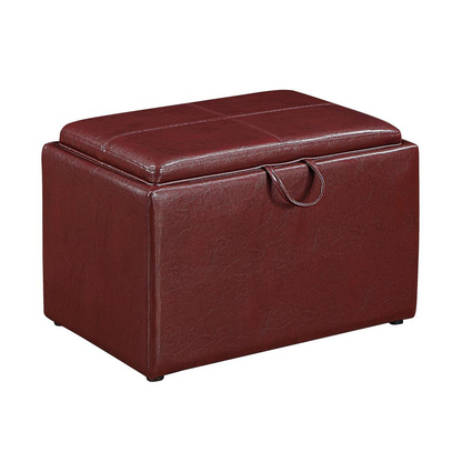 Start2Finish Designs4Comfort accent storage ottoman with reversible tray, showing plush fabric and functional design.