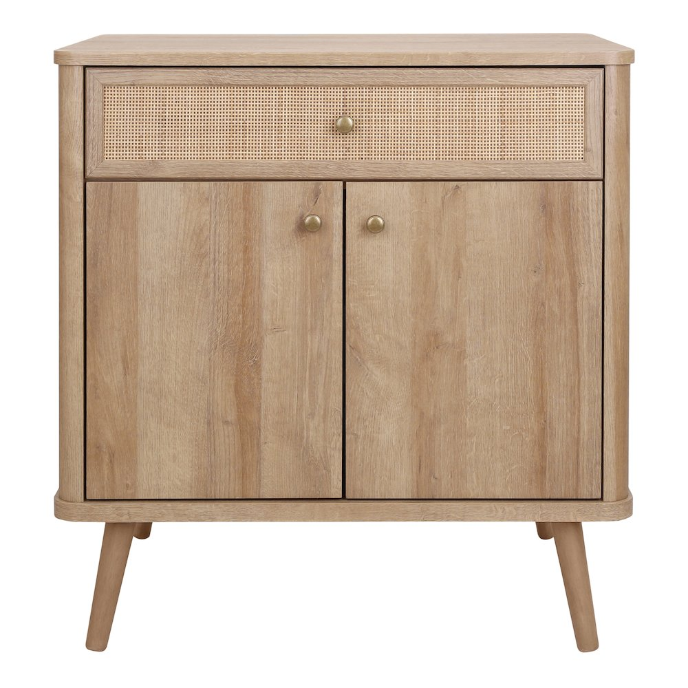 Thelma KD Rattan Small Cabinet with one drawer and two doors, standing as stylish furniture by Start2Finish.