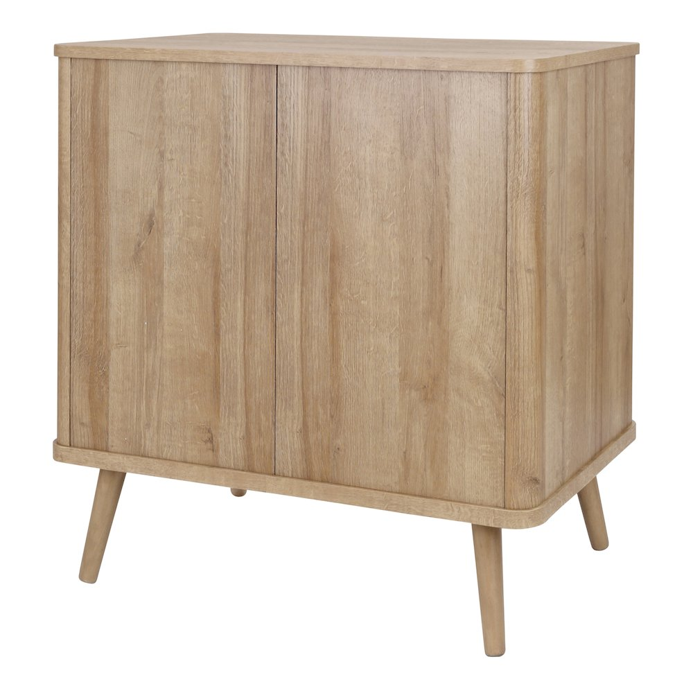 Start2Finish Thelma KD Rattan small cabinet with 1 drawer and 2 doors, showcasing compact furniture design and rattan accents.