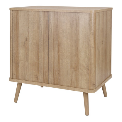 Start2Finish Thelma KD Rattan small cabinet with 1 drawer and 2 doors, showcasing compact furniture design and rattan accents.