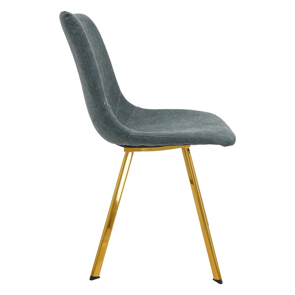 Pair of Markley Modern Leather Dining Chairs with gold metal legs, stylish furniture for contemporary dining rooms.