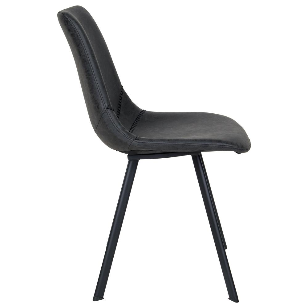 Modern leather dining chair with metal legs from Start2Finish, featuring a sleek design and comfortable seating.