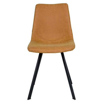 Modern leather dining chair with metal legs, featuring sleek design and cushioned seat from Start2Finish&