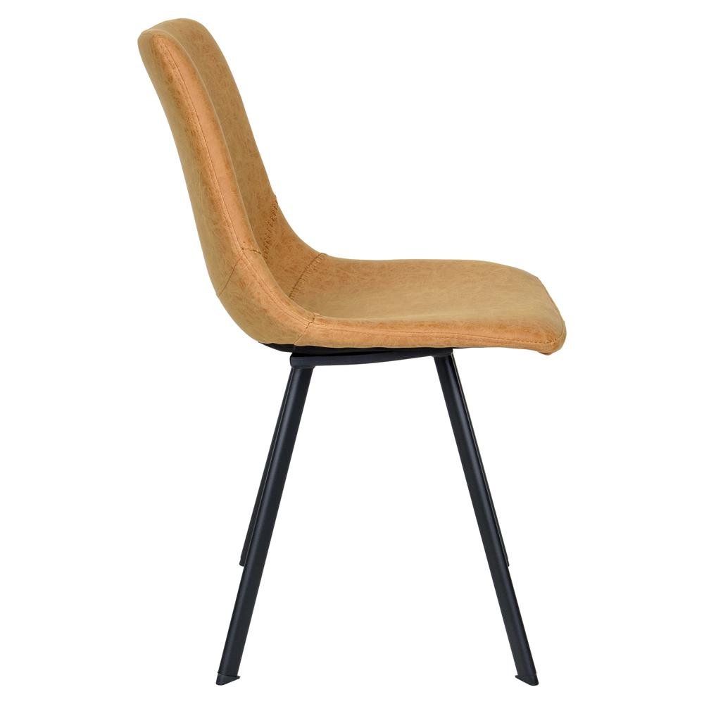Modern leather dining chair with metal legs from Start2Finish, featuring a sleek design and cushioned seat.