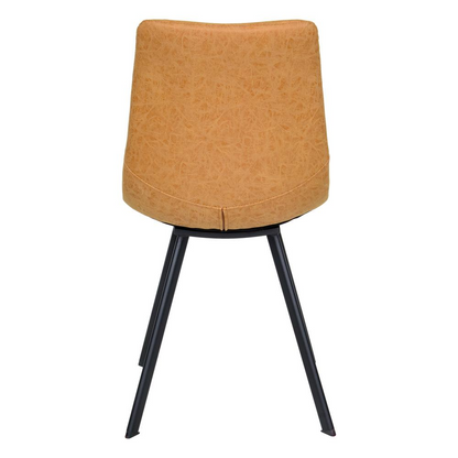 Set of two Markley modern leather dining chairs with metal legs, featuring sleek design and comfortable seating.